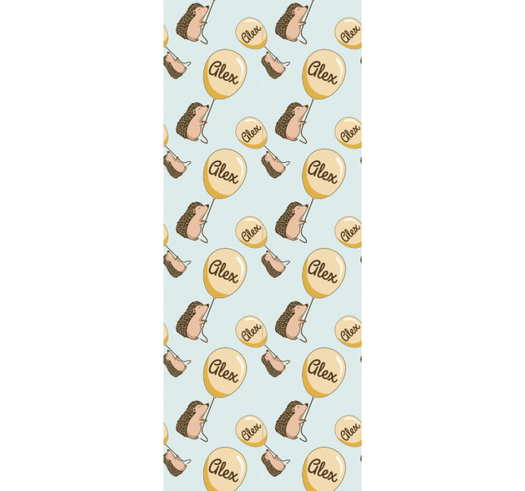 Hedgehogs with balloons and name wallpaper childrens room - TenStickers