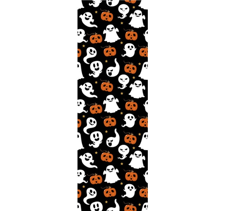Ghostly Pumpkin Pattern halloween wallpaper - TenStickers