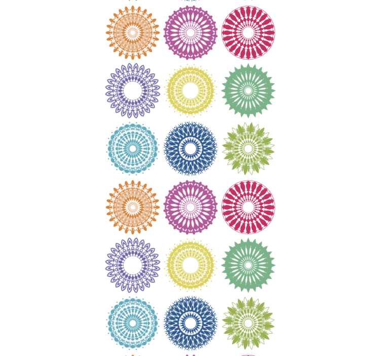 Colorful Floral Circles wallpaper flowery - TenStickers