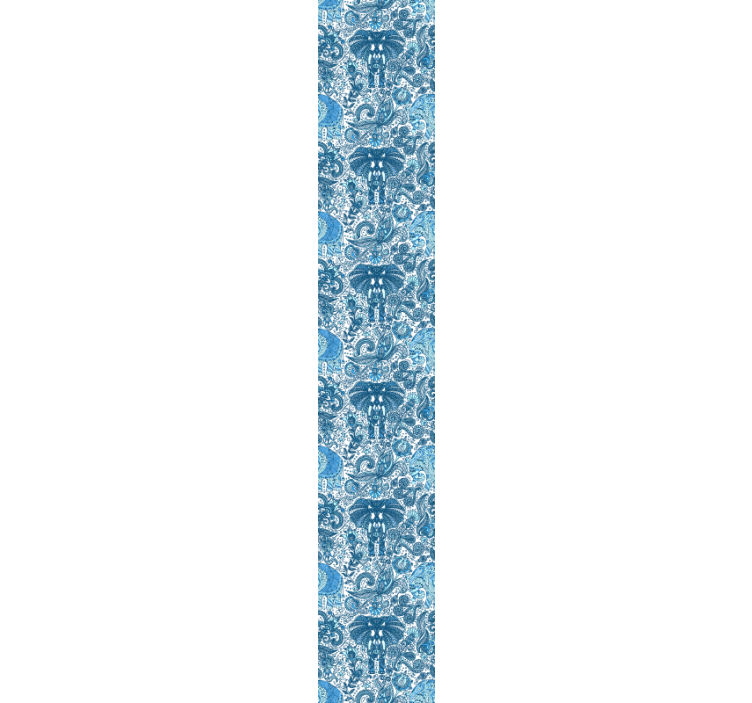 Elephant wallpaper in blue ethnic pattern - TenStickers