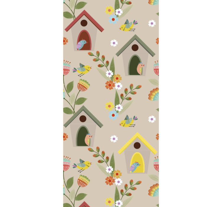 Birdhouse Delight wallpaper for the nursery - TenStickers