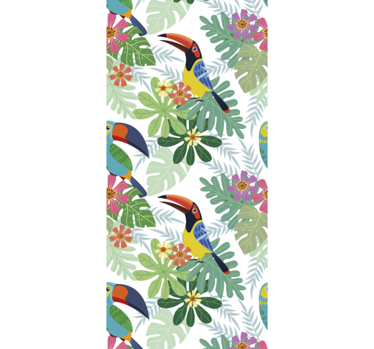 Parrots Floral Motif parrot  bird wallpaper - TenStickers