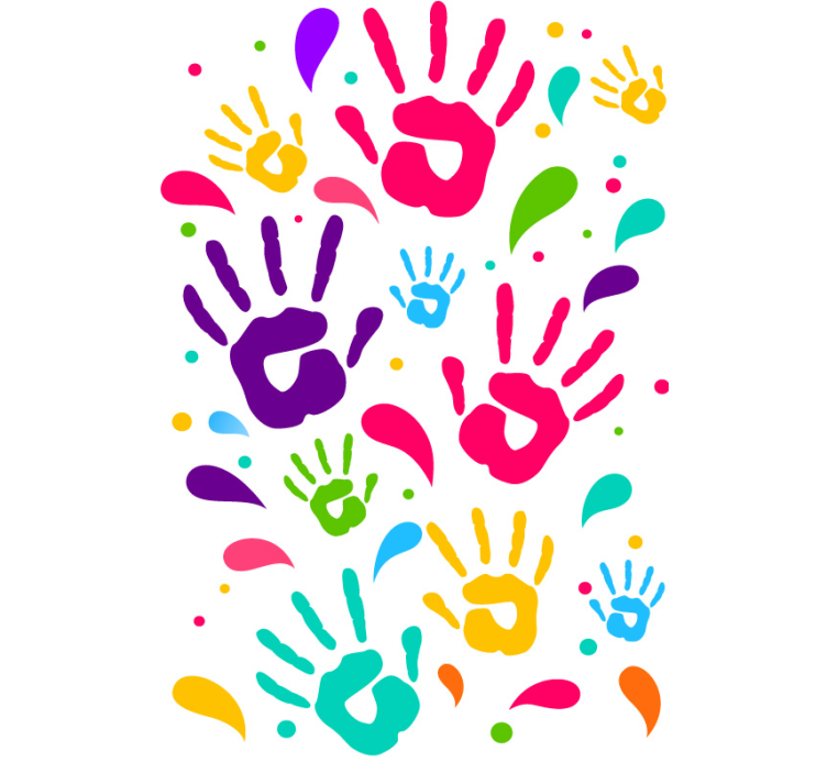 Colorful Handprints wallpaper childrens room - TenStickers