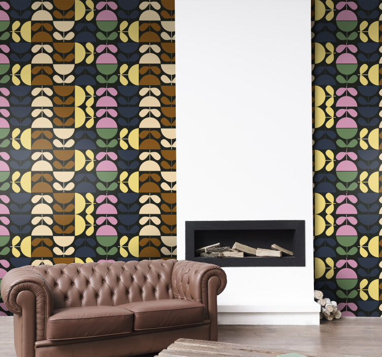 Stylized Leaf Patterns wallpaper flowery - TenStickers