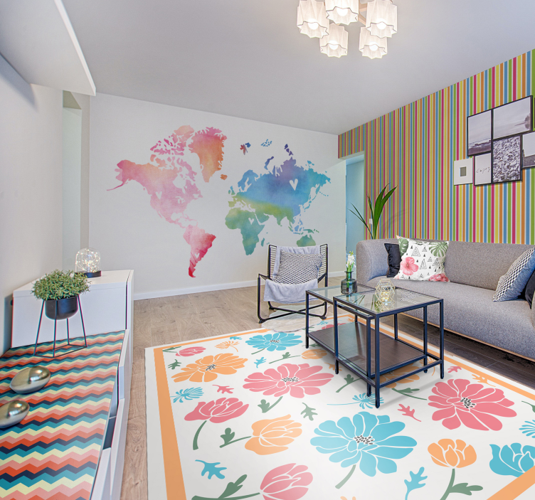 Colorful Stripes wallpaper horizontal stripes - TenStickers