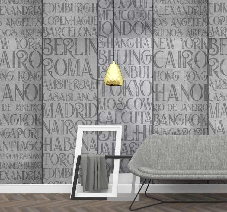 Global City Names Typography Letter Wallpaper - TenStickers
