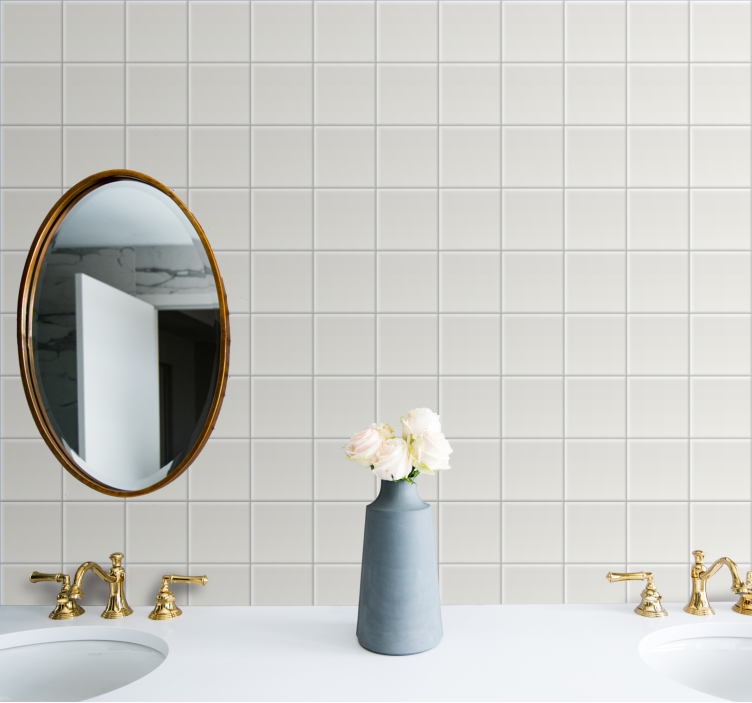 Simple white motif tiles wallpaper - TenStickers