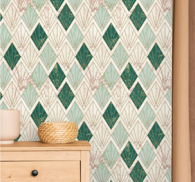 Elegant green chevron design wallpaper geometric - TenStickers