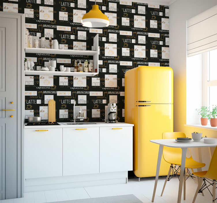 Decorative coffee drawings kitchen wallpaper - TenStickers