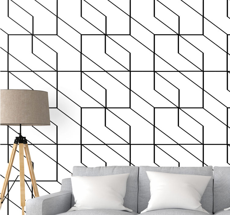 Abstract Line Shapes wallpaper geometric - TenStickers