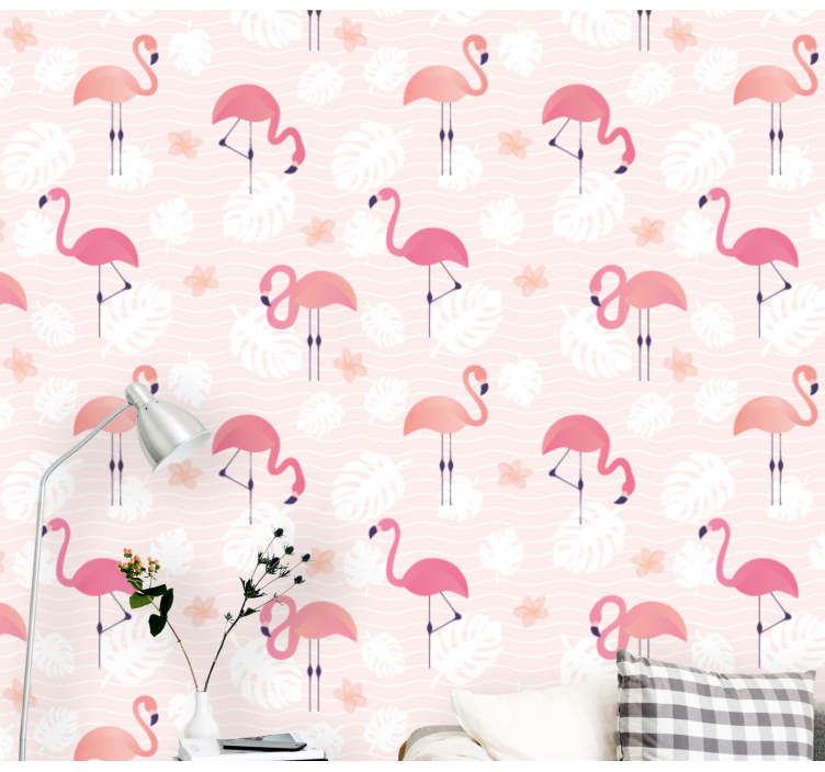 Flamingo Serenity cute animal wallpaper - TenStickers