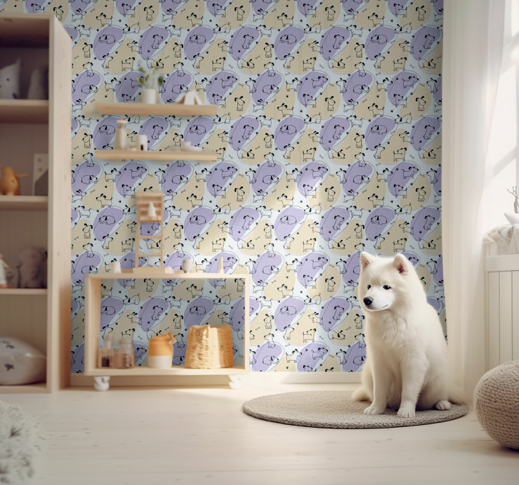 Nordic dog pattern wallpaper - TenStickers