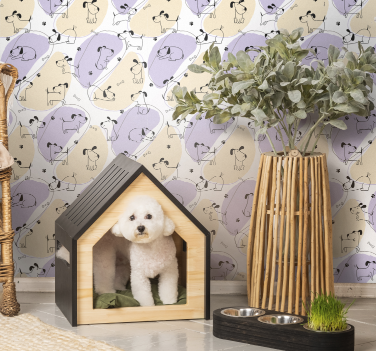 Nordic dog pattern wallpaper - TenStickers
