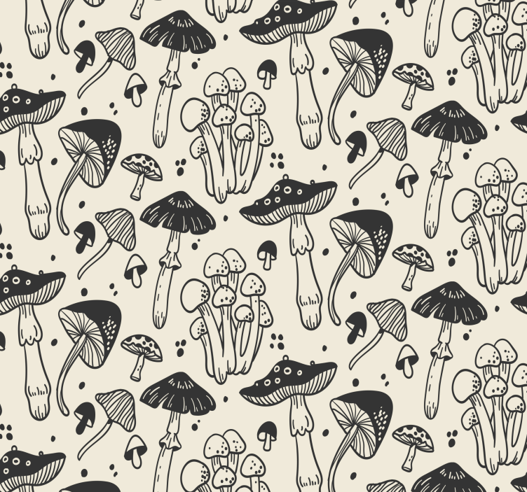 Mushroom on beige background wall wallpaper - TenStickers