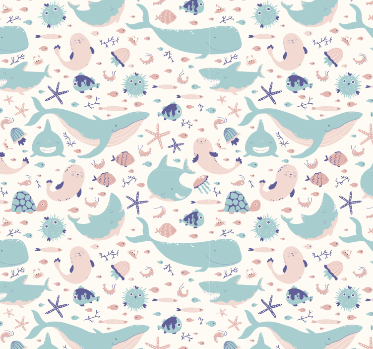 Dark and light blue sharks animal wallpaper - TenStickers