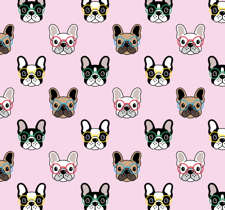 Frenchie Spectacles wallpaper of a dog - TenStickers
