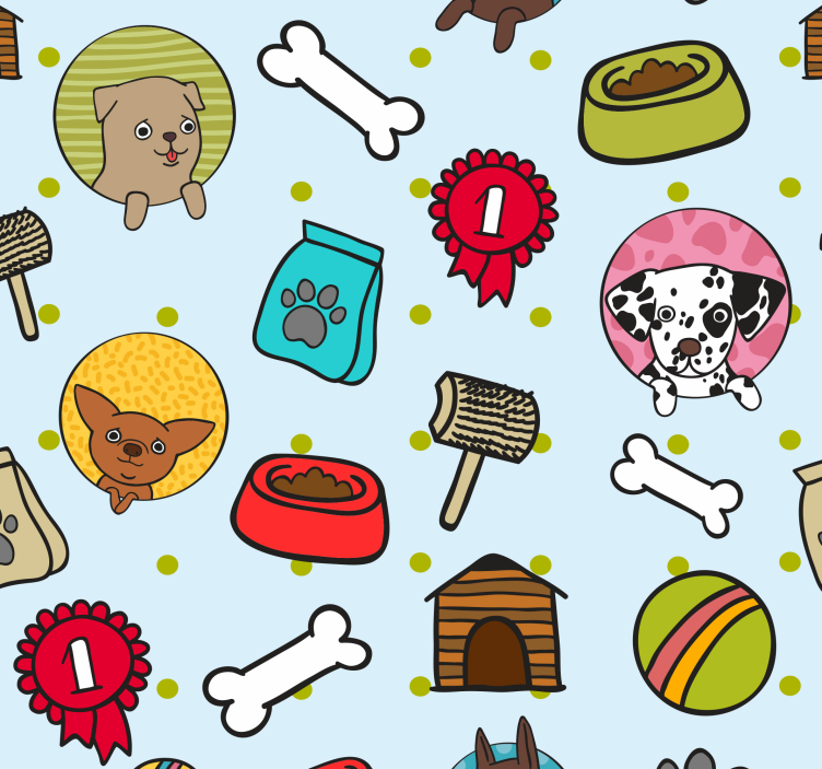 Playful Pup Motifs wallpaper of a dog - TenStickers