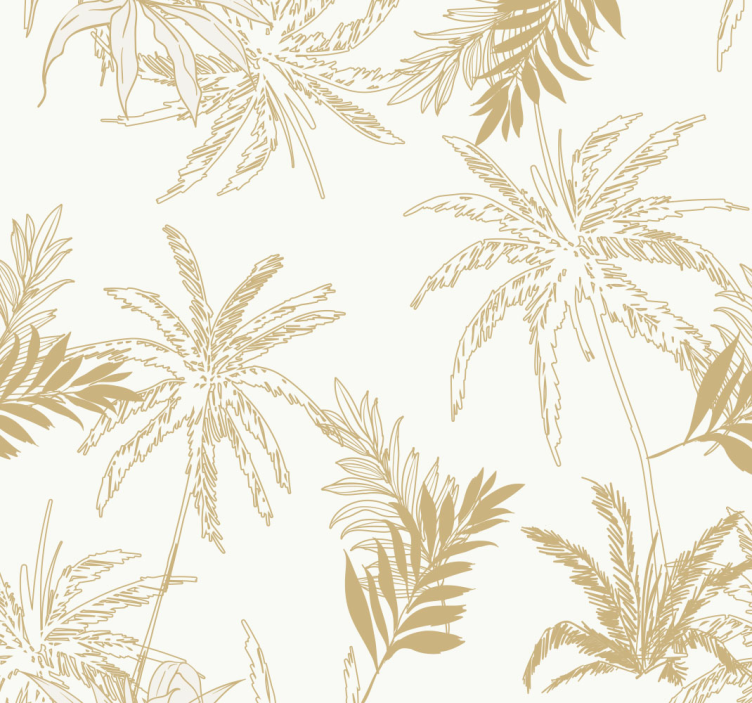 Golden tropical leaves Living room wallpaper - TenStickers