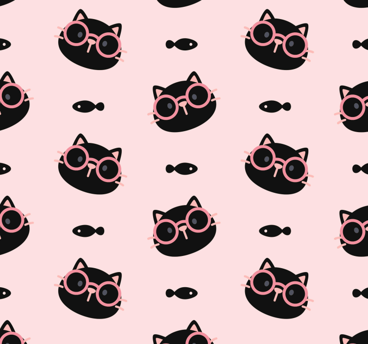 Cat Spectacles Pattern cat wallpaper - TenStickers