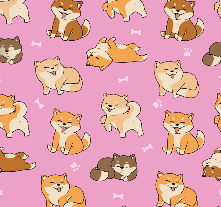 Playful Shiba Inus cat wallpaper - TenStickers