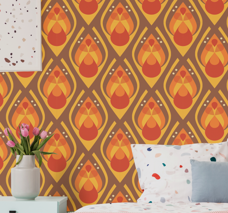 70's geometric illustrations spotty wallpaper - TenStickers