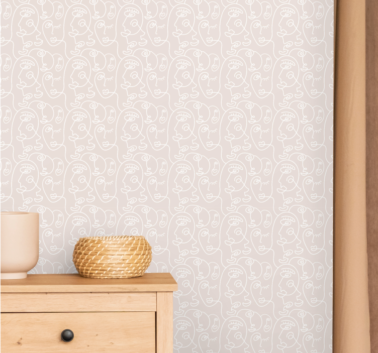 Abstract Face Patterns art deco wallpaper - TenStickers