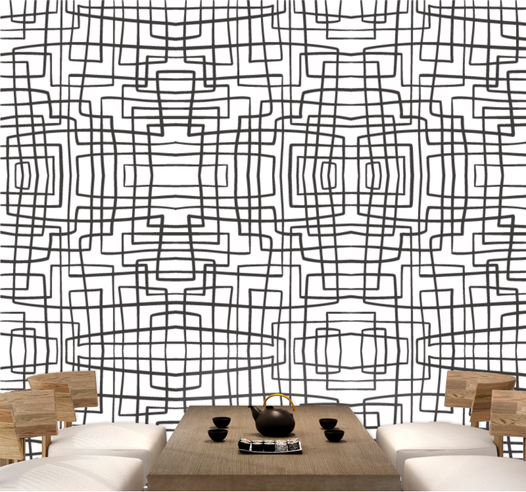 Abstract Line Pattern dining room wallpaper - TenStickers