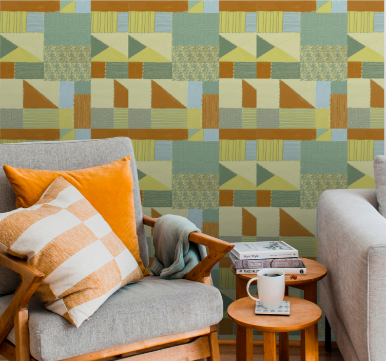 Abstract pattern blocks wallpaper geometric - TenStickers
