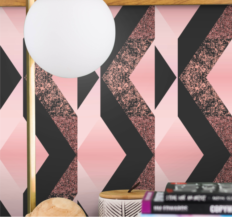 Abstract pink pattern wallpaper geometric - TenStickers