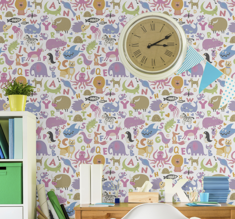 Alphabet Animals wallpaper childrens room - TenStickers