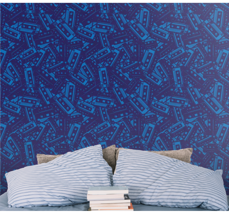 Alphanumeric Pattern a blue wallpaper - TenStickers