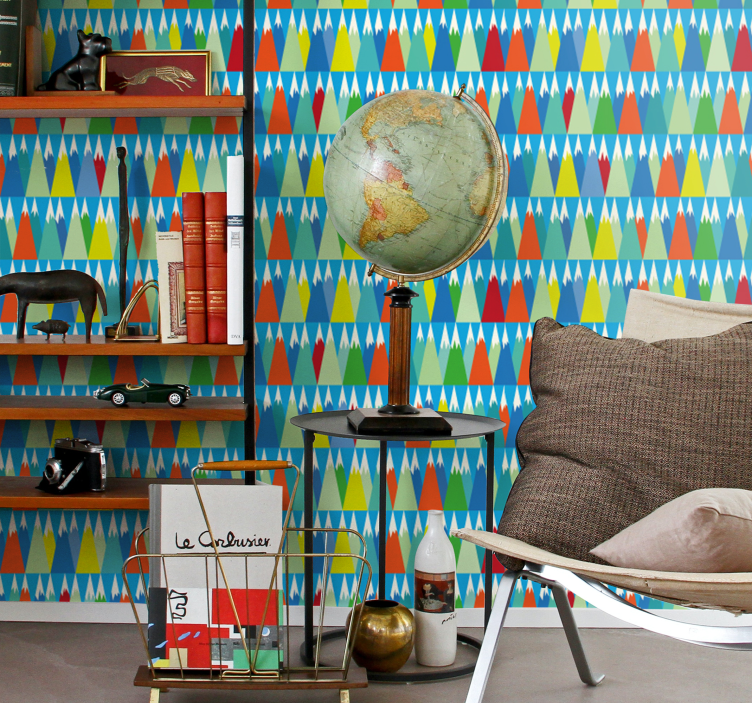 Angular Mountain Vista wallpaper geometric - TenStickers