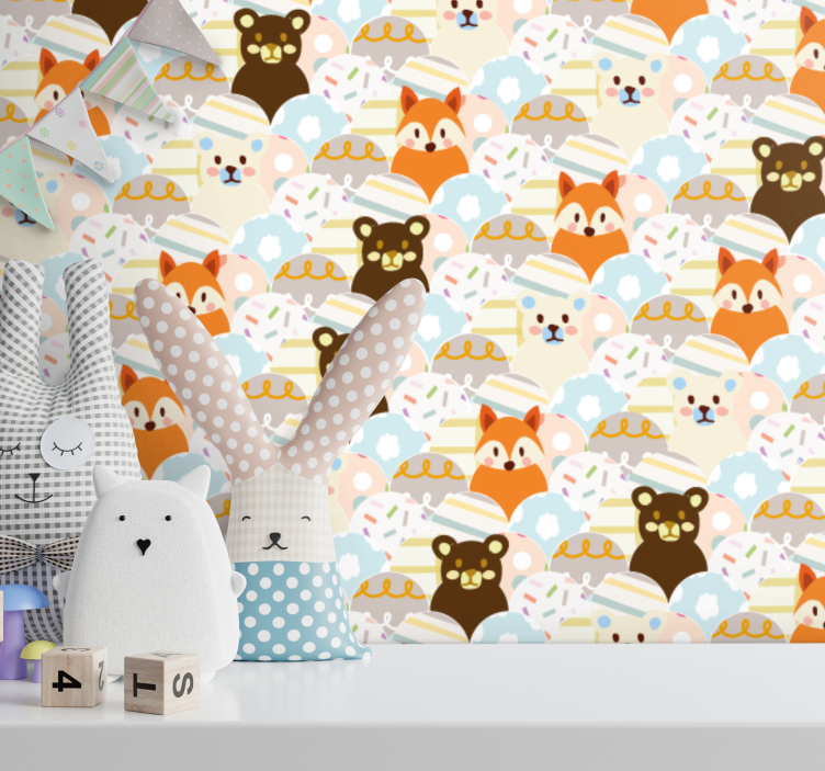 Animal Faces wallpaper for the nursery - TenStickers