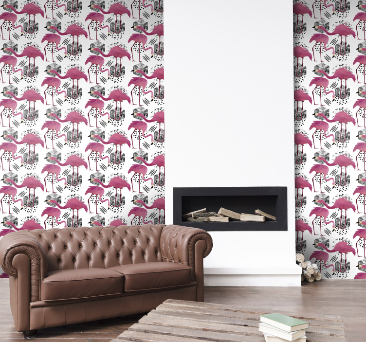 Animal Wallpaper Flamingos vintage - TenStickers