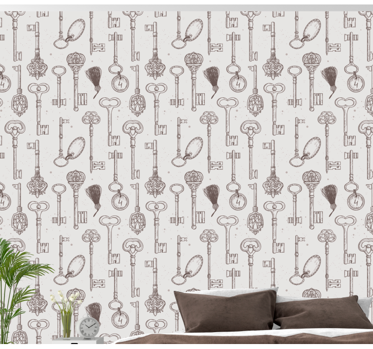 Antique Key Motifs art deco wallpaper - TenStickers
