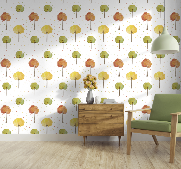 Autumn Trees Pattern nature wallpaper - TenStickers