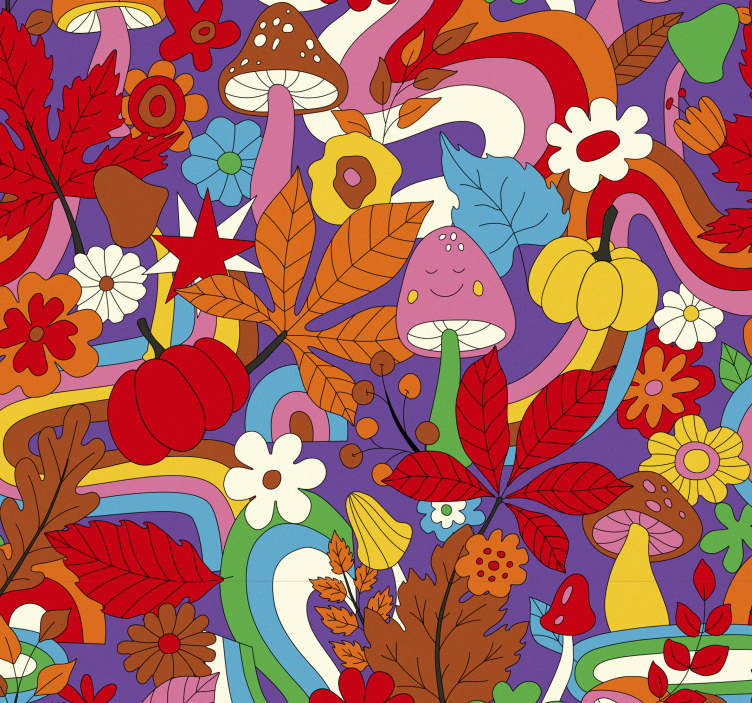 Autumnal Floral Patterns wallpaper flowery - TenStickers