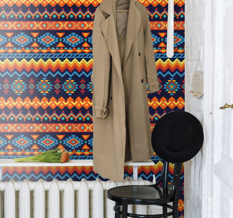 Aztec Pattern Fusion entrance wallpaper - TenStickers