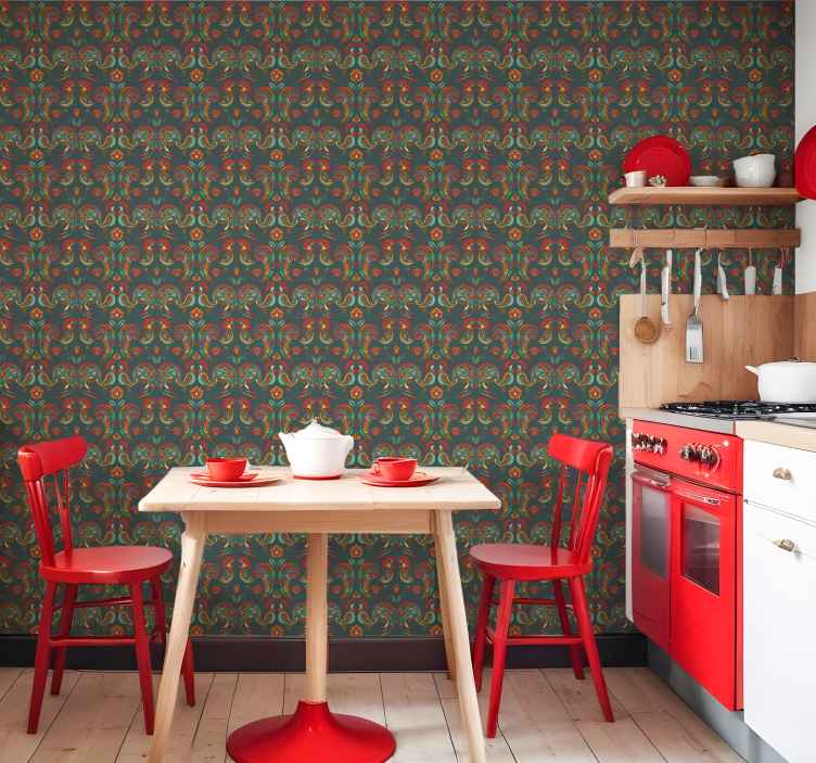 Baroque Ornamental Motif ornamental wallpaper - TenStickers