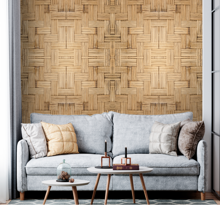 Basket Weave Pattern wood feature wallpaper - TenStickers