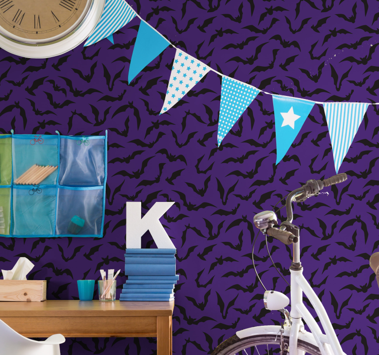 Bat themed decor halloween wallpaper - TenStickers