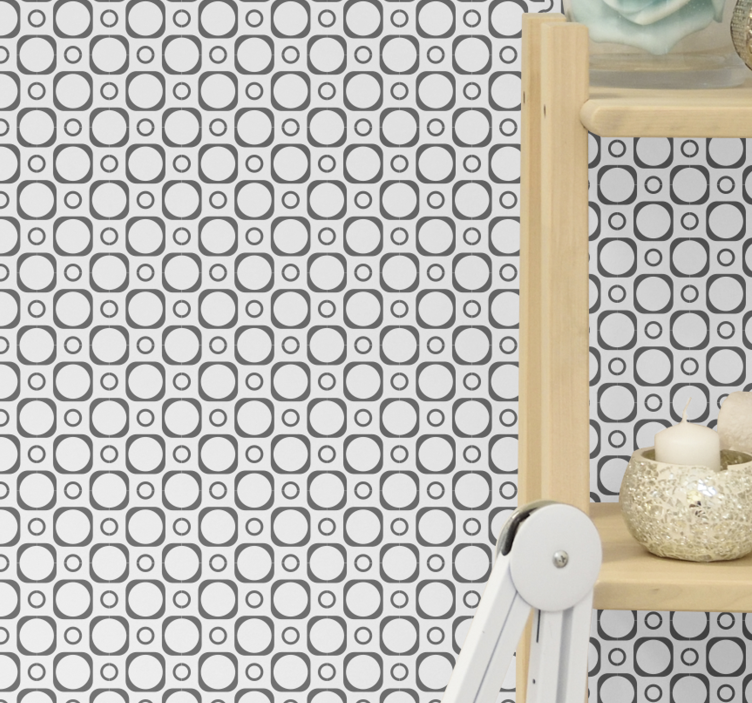 Bathroom wallpaper black and white tiles - TenStickers