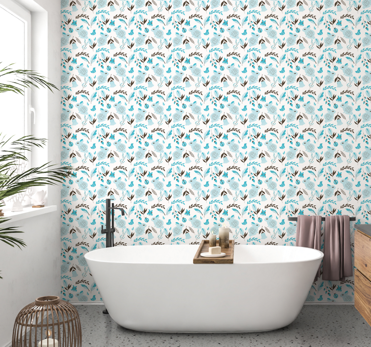Bathroom wallpaper with rabbits - TenStickers