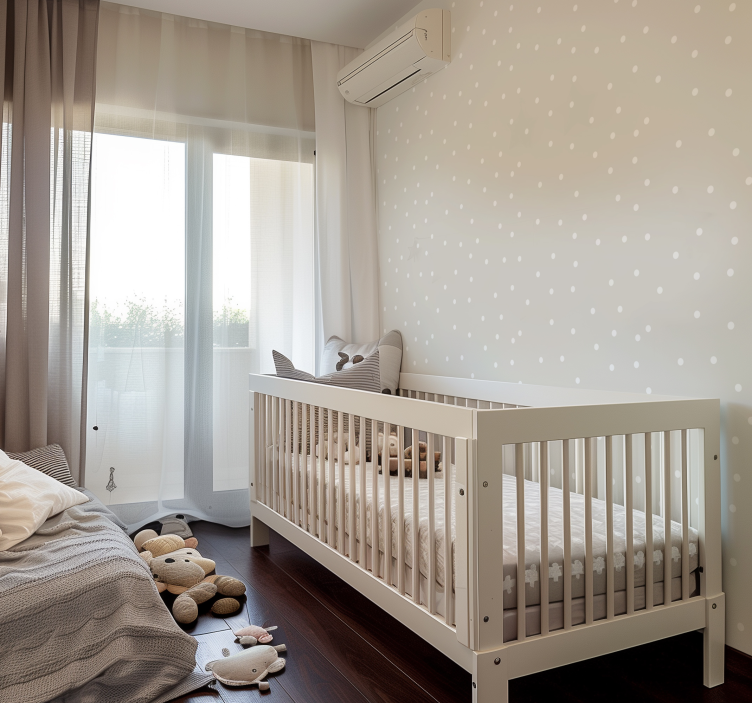 Beige colour with white dots wallpaper for the nursery - TenStickers