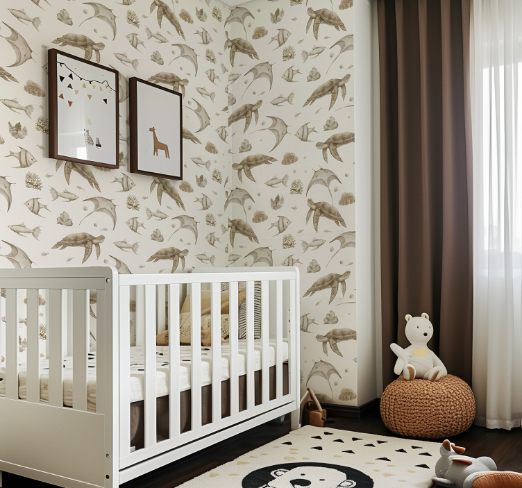 Beige ocean pattern wallpaper for the nursery - TenStickers