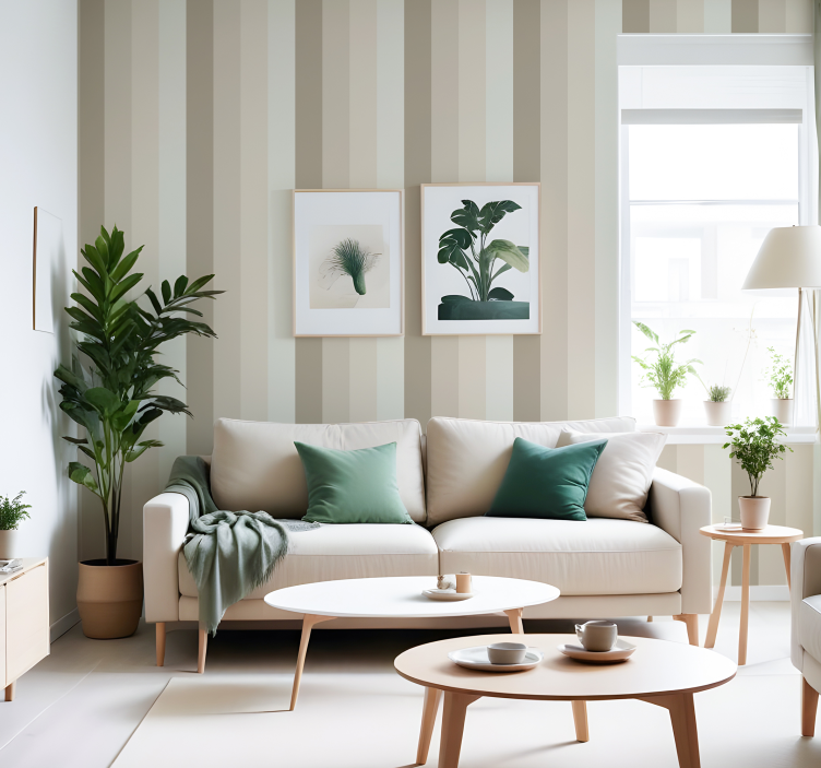 Beige shades vertical striped wallpaper - TenStickers