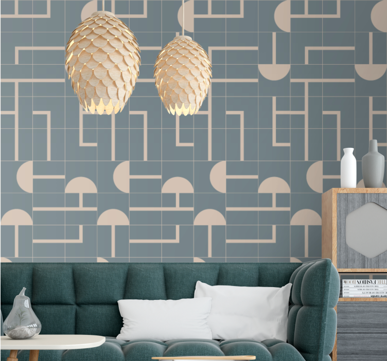 Beige stylish shapes wallpaper geometric - TenStickers