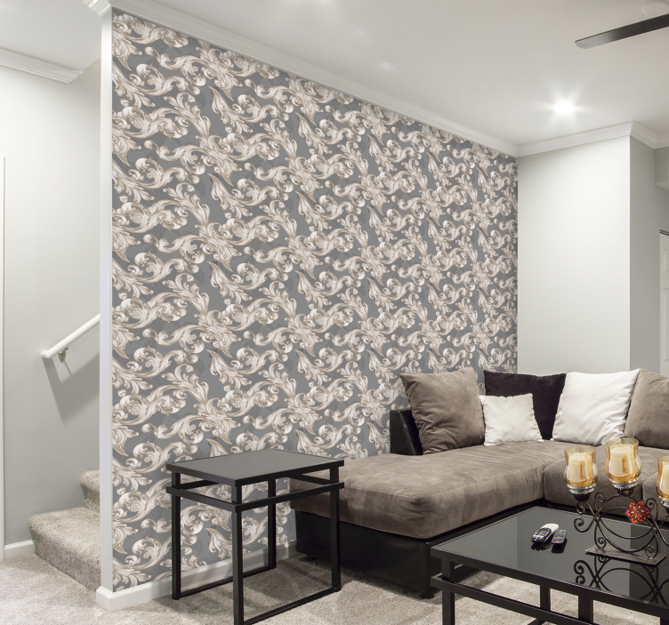 Belle grise Ornamental Wallpaper - TenStickers