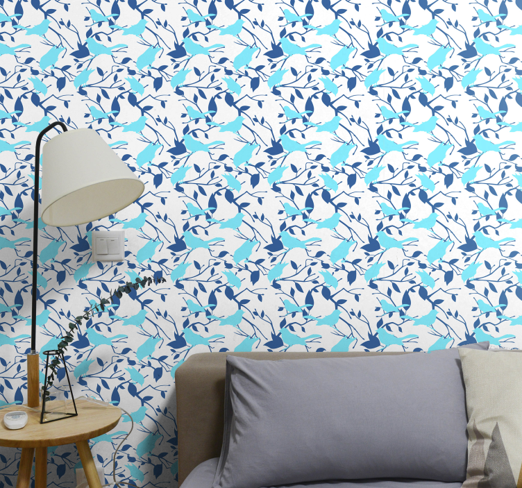 Bird Silhouette Pattern leaves wallpaper - TenStickers