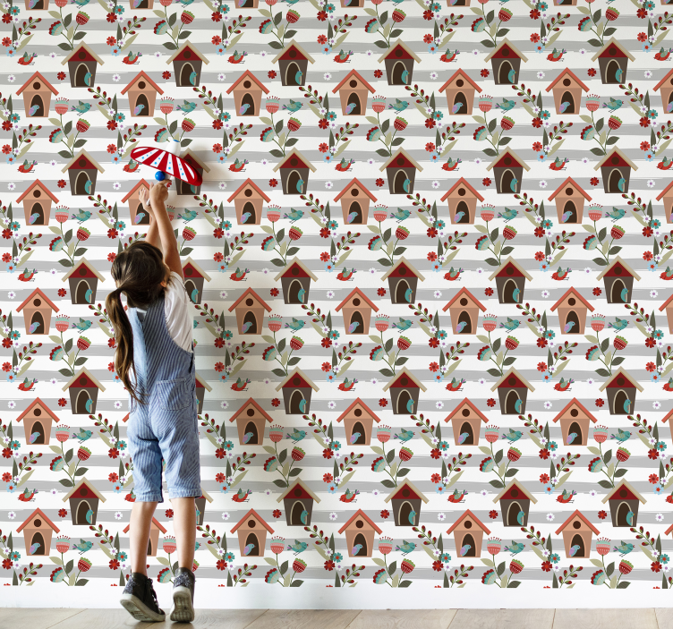Birds pattern Childrens Wallpaper - TenStickers